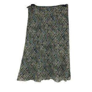 Charter Club  Petite blue green silk midi skirt abstract print